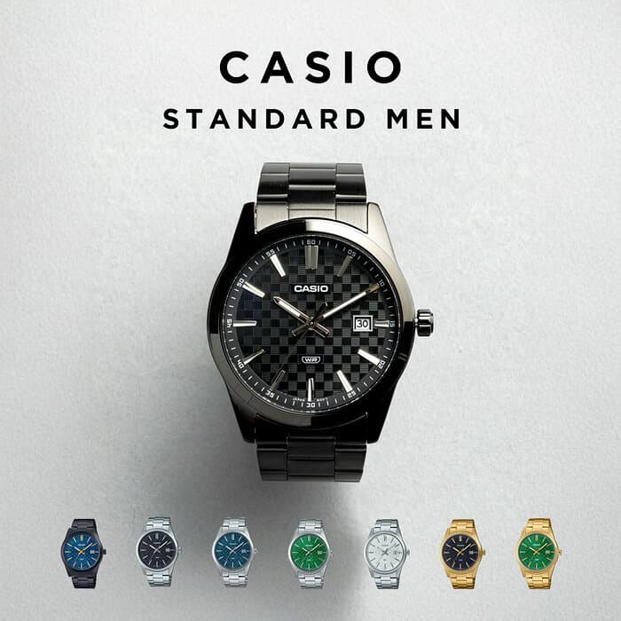 【10年保証】【日本未発売】CASIO STANDARD MEN カシオ スタンダード MTP-VD03D 腕時計 時計 ブランド メンズ レディース キッズ 子供 男の子 女の子 チープカシオ チプカシ アナログ 日付 高級感 高見え 格子模様 柄 メタル 海外モデル ギフト プレゼント