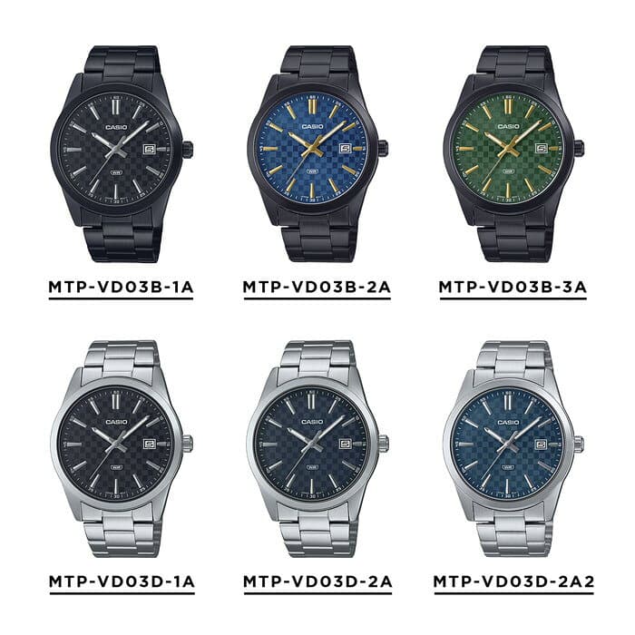 【10年保証】【日本未発売】CASIO STANDARD MEN カシオ スタンダード MTP-VD03D 腕時計 時計 ブランド メンズ レディース キッズ 子供 男の子 女の子 チープカシオ チプカシ アナログ 日付 高級感 高見え 格子模様 柄 メタル 海外モデル ギフト プレゼント thumbnail 2