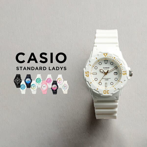 【10年保証】CASIO STANDARD LADYS カシオ スタンダード LRW-200H 腕時計 時計 ブランド レディース キッズ 子供 女の子 チープカシオ チプカシ アナログ 日付 防水 回転ベゼル 高視認 軽量 かわいい ブラック 黒 ギフト プレゼント