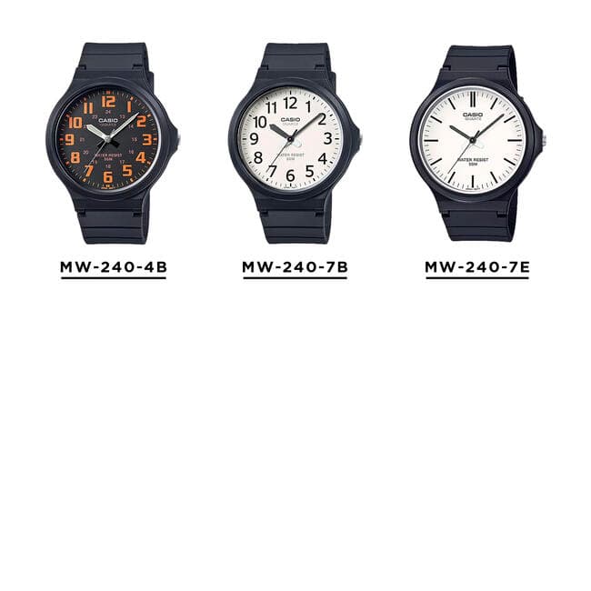 【10年保証】【日本未発売】CASIO STANDARD MENS カシオ スタンダード MW-240 腕時計 時計 ブランド メンズ レディース キッズ 子供 男の子 女の子 チープカシオ チプカシ アナログ 軽量 薄型 ビジネス ブラック 黒 金 青 白 海外モデル ギフト プレゼント thumbnail 3