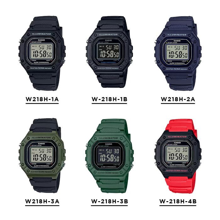 【10年保証】【日本未発売】CASIO STANDARD MEN カシオ スタンダード W218H 腕時計 時計 ブランド メンズ レディース キッズ 子供 男の子 女の子 チープカシオ チプカシ デジタル 日付 カレンダー 防水 軽量 ブラック 黒 カーキ 赤 海外モデル ギフト プレゼント thumbnail 2