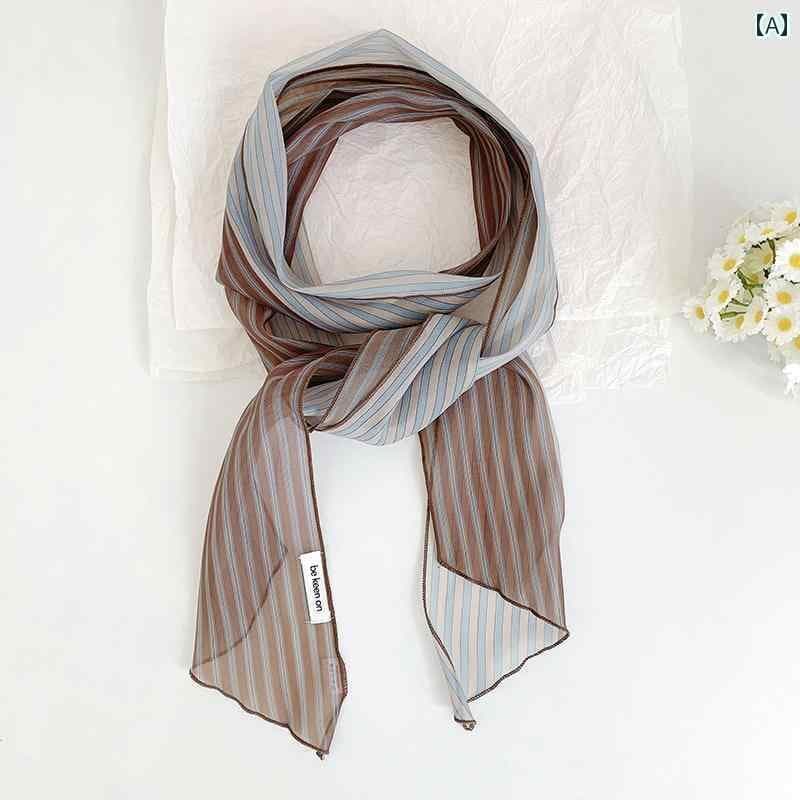 スカーフ リボン おしゃれ Rabnな 個性的な カラーマッチング ロング シルクスカーフ スカーフ 女性な ナローネック ウエスト リボン アクセサリー