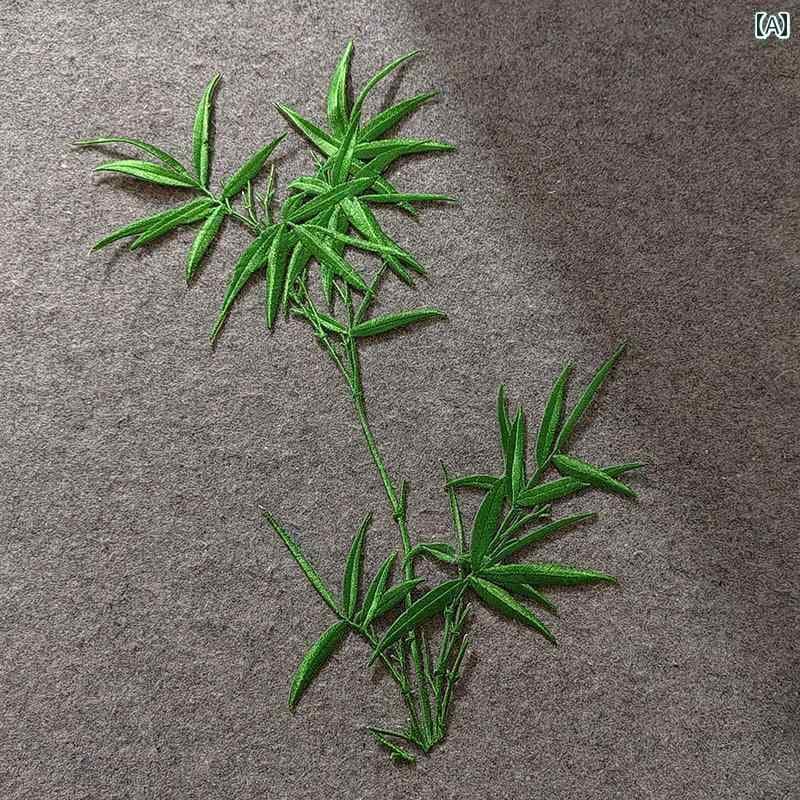 パッチワーク クラフト 材料 DIY 布 刺繍 パッチ インク 竹 パッチワーク 修理 DIY ステッカー チャイナ風 ジャケット ジーンズ 粘着 裏地 付き