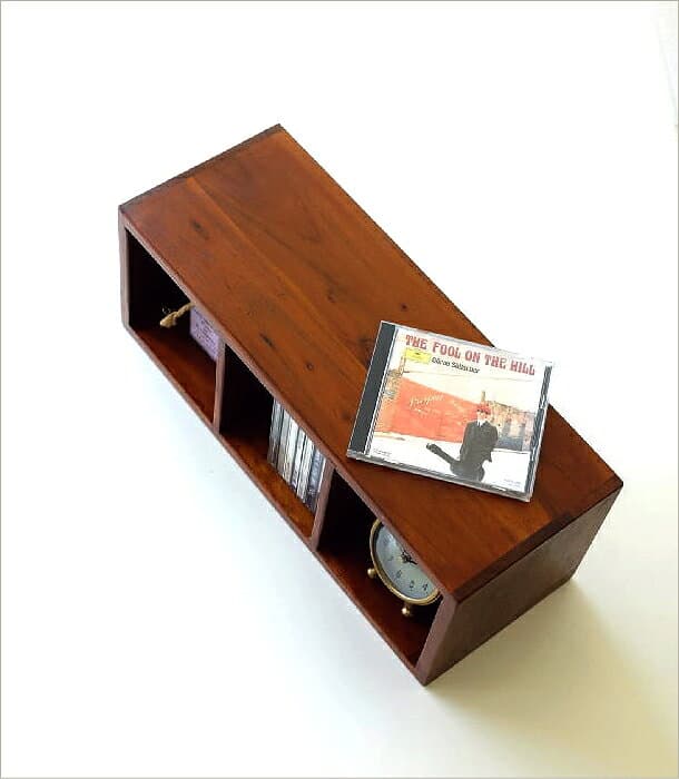 CDラック 木製 天然木 無垢材 CDボックス CD収納BOX 収納棚 小物入れ 収納ボックス 調味料ラック スパイスラック すきま収納 机上ラック 卓上ラック 仕切り ウッドボックス ウッドラック ディスプレイラック インドのウッドCDラック S thumbnail 3