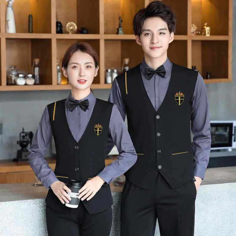 ベスト メンズ レディース ホテル 飲食店 レストラン カフェ バー カラオケ 制服 ユニフォーム フェイクレイヤード トップス サービス業 ビジネス オフィス 作業服