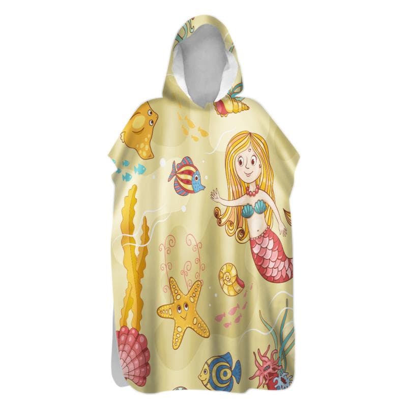 ポンチョタオル 速乾 マイクロファイバー フード付き マーメイド マリンスポーツ プール 水泳 ダイビング 保温 バスローブ