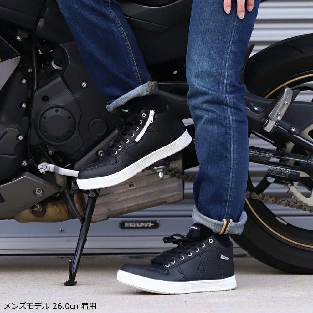 ライディングシューズ スニーカー レディース バイク 靴 メンズ 大きいサイズ スニーカー ホワイト カジュアル 靴 鋼鉄先芯入り 11サイズ/2カラー 男性用 女性用 セイフティシューズ 安全靴 安全スニーカー 作業靴 先芯 耐油 ハイカット おしゃれ かっこいい thumbnail 3
