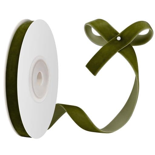 ベルベットリボン幅15mmx長さ9m結婚式パーティー装飾ギフト包装手作り用DIY手芸材料オリーブグリーン