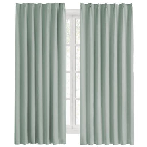 Hansleepカーテン1級遮光2枚組幅100cm丈110cmカルダモングリーン断熱防寒防音省エネ厚手無地おしゃれ洗えるリビング用(カルダモングリーン幅100cmx丈110cm)