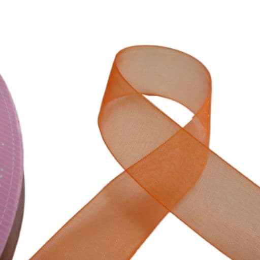 キューフラ(Q-FLA)リボン手芸オーガンジーリボン18mm024オレンジハンドメイドラッピング包装服飾結婚250996