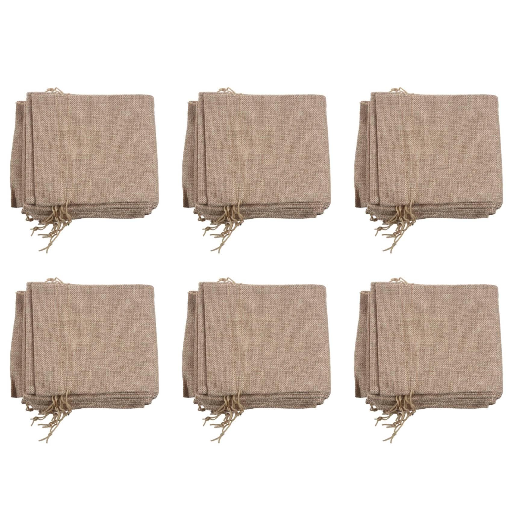 60個 ジュートワインバッグ、ドローストリング付き14 6 1/4インチ ヘシアンワインボトルギフトバッグ