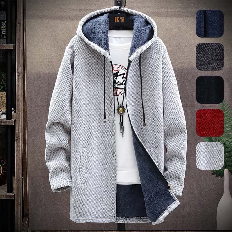 カーディガン メンズ パーカー ロング丈 ニットカーディガン 暖かい 厚手 ロングカーディガン フード付き 裏起毛 ジップアップ 無地 ニットコート ビジネス セーター 秋冬 ジップアップ カジュアル 防寒 通勤 アウター ニットパーカー