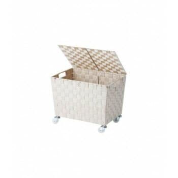 PP ストレージアイテム フタ付きバスケット(キャスター付き) ベージュ SF-910BG【メーカー直送：代金引換不可：同梱不可】【北海道・沖縄・離島は配達不可】