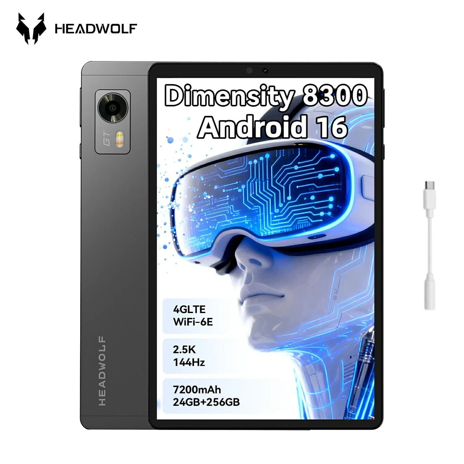 「期間限定！クーポンで47999円＋レビューで特典」Headwolf Titan1 Android16 タブレット 8.8インチ MTK8300 Wi-Fi6E 4GLTE GPS simフリー タブレットpc 144Hz 24GB+256GB+2TB WidevineL1 2.5K 6軸ジャイロ 光センサー LPDDR5X UFS4.0 7200mAh デュアルスピーカー