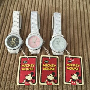 【3980円以上送料無料】ハイブリッドセラミックミッキー時計ピンク　3個セット