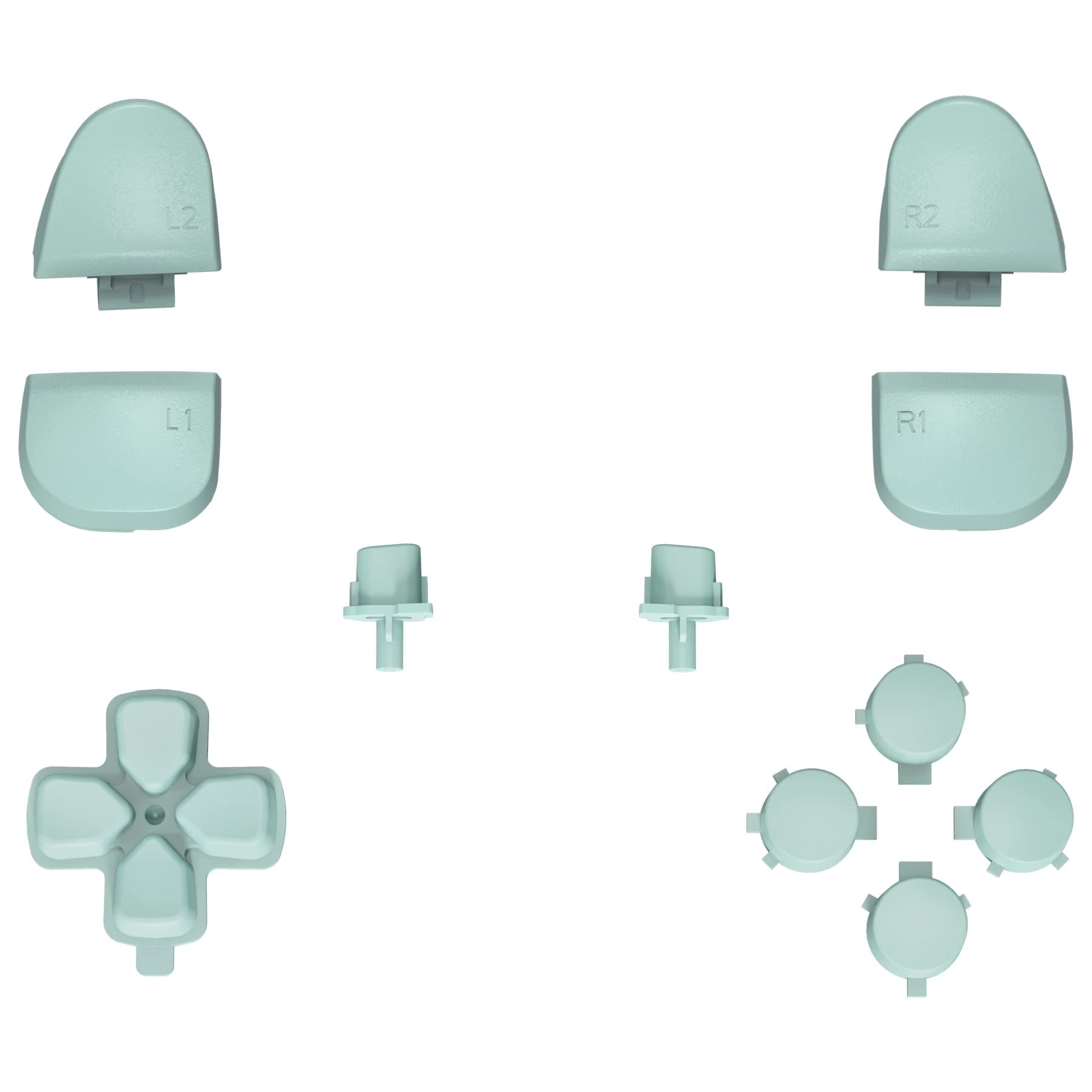【送料無料】eXtremeRate ps5コントローラー(BDM-030&BDM-040&BDM-050)に対応用取り替える十字キーR1L1R2L2トリガーシェアオプションフェイスボタン、ピュアカラーps5コントローラー(BDM-030&BDM-040&BDM-050)に対応用フルセットボタン-コントローラ 色：ミントグリーン