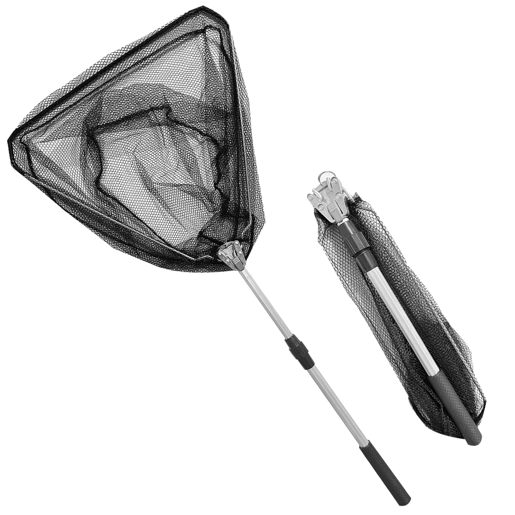 【送料無料】NKAKTSU 虫取り網 伸縮＆折りたたみ式 三角ネット 水陸両用 軽量 昆虫採集 魚捕り アウトドアに最適 子供も使いやすい コンパクト収納 色：白い、サイズ：98cm