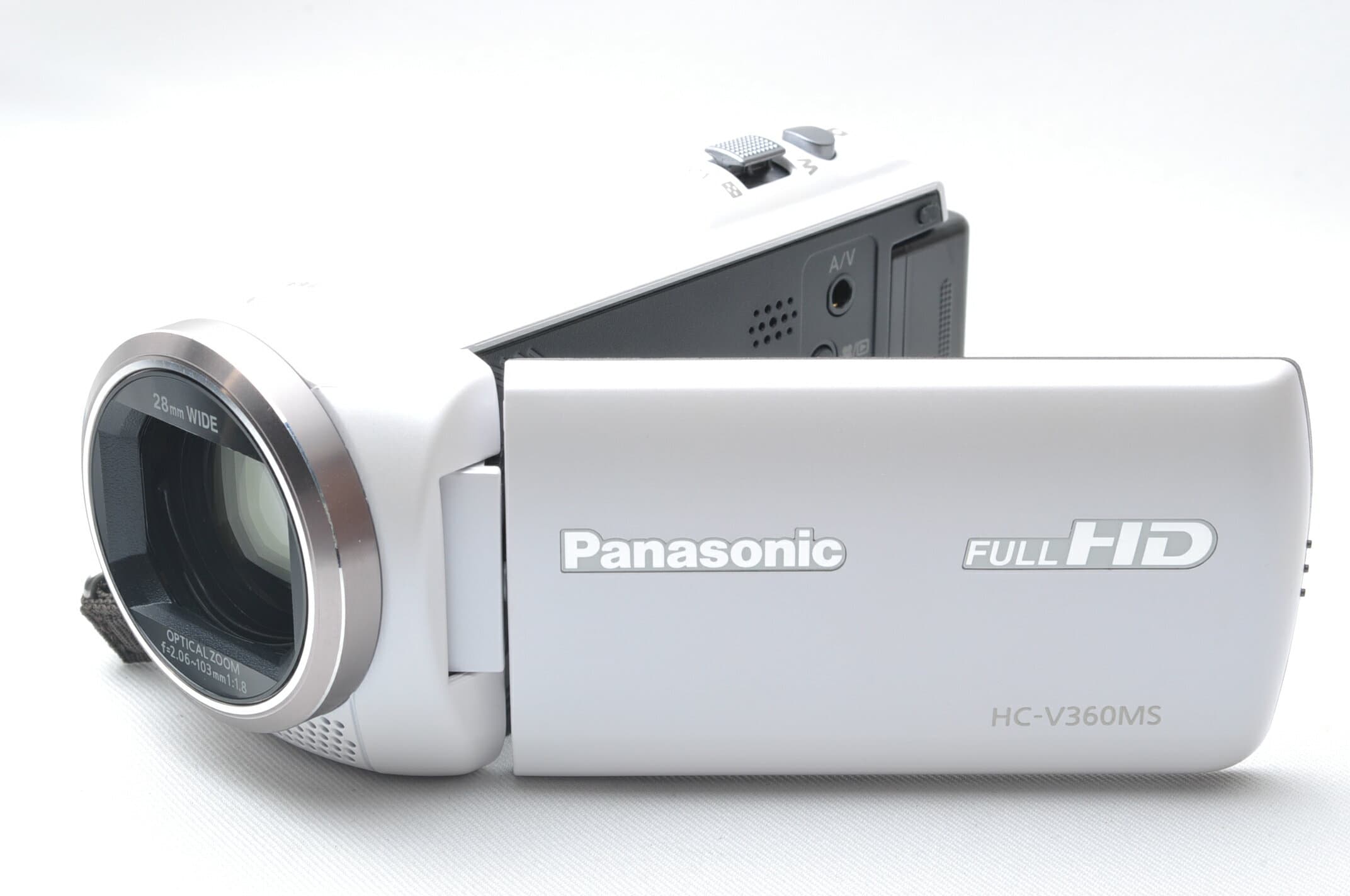 【中古】【1ヶ月保証】 ビデオカメラ パナソニック Panasonic HD V360MS 16GB 高倍率90倍ズーム ホワイト HC-V360MS-W