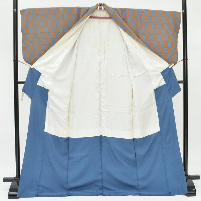 ＼17周年SALE★ポイント10倍+50%OFF／【30%OFF★在庫復活】 【中古】 江戸小紋 リサイクル着物 正絹 仕立て上がり 寺山存男作 裄67cm L 身丈165cm L ちょっとふくよかL 青色系 市松文様 特品★★★★ pp0553b thumbnail 3