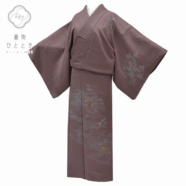 ＼17周年SALE★ポイント10倍+50%OFF／【中古】 訪問着 リサイクル着物 身丈154.5cm 裄丈62.5cm 付下げ 正絹 仕立て上がり 刺繍 袷 S 紫色系 風景文様 【 和服 入学式 卒業式 入園 お茶会 お茶席 茶道 結婚式 お宮参り 送料無料 アウトレット 】 qq2073b
