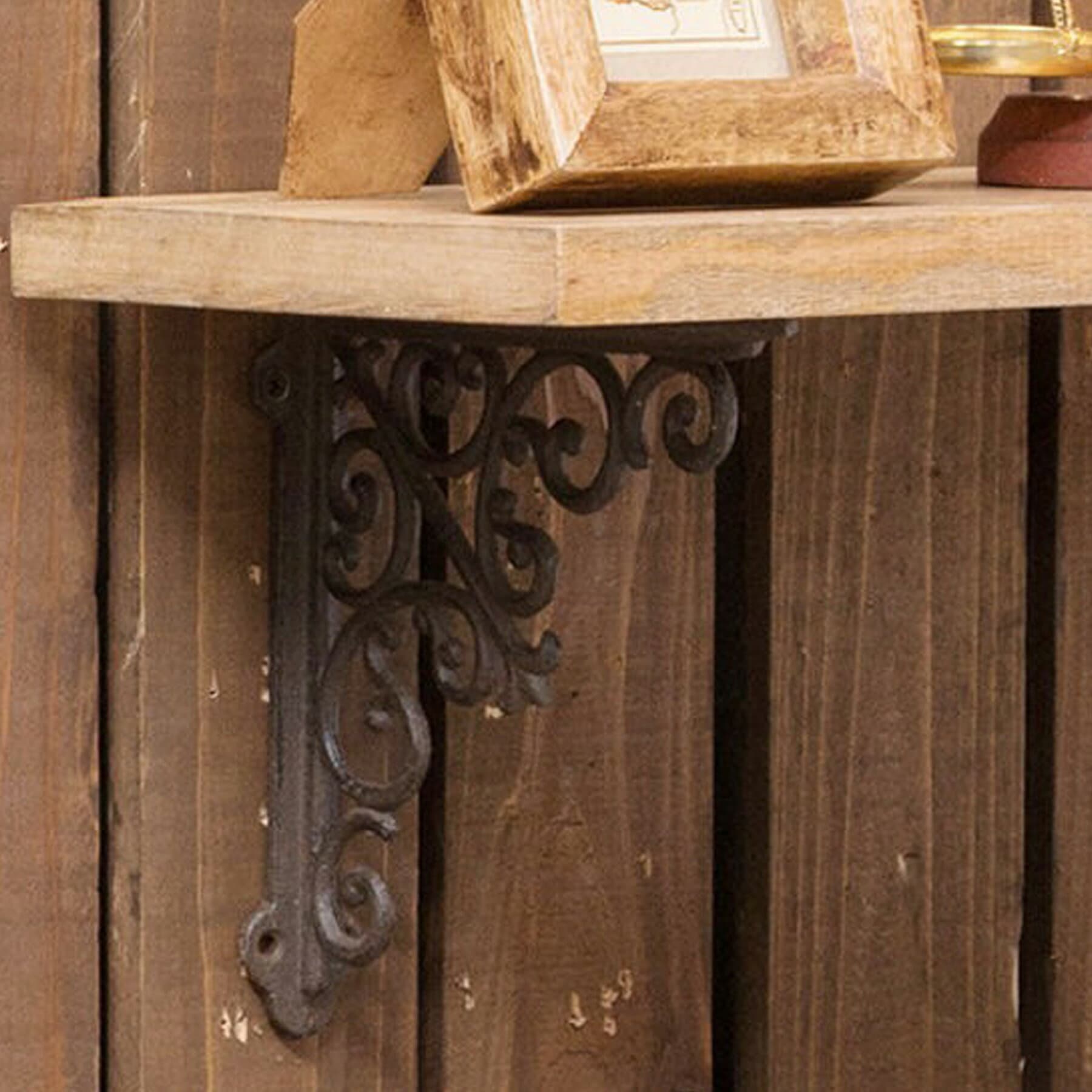 【棚受け アイアンブラケット Lサイズ 2個セット】壁掛け 飾り棚 金具 耐荷重量2kg 壁 ウォールシェルフ アンティーク風 黒 ブラック 白 ホワイト アイアン 壁面収納 棚 シェルフ カウンター DIY インテリア 北欧