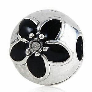 【送料無料】アクセサリー　ネックレススターリングシルバーブレスレットエナメルフラワークリップビーズプラグdos plata esterlina negro esmalte flor clipstapones para tu pulsera con dijes