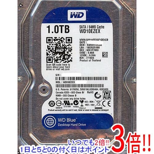 【いつでも2倍！1日と5.0のつく日、18日は3倍！】Western Digital製HDD WD10EZEX 1TB SATA600 7200