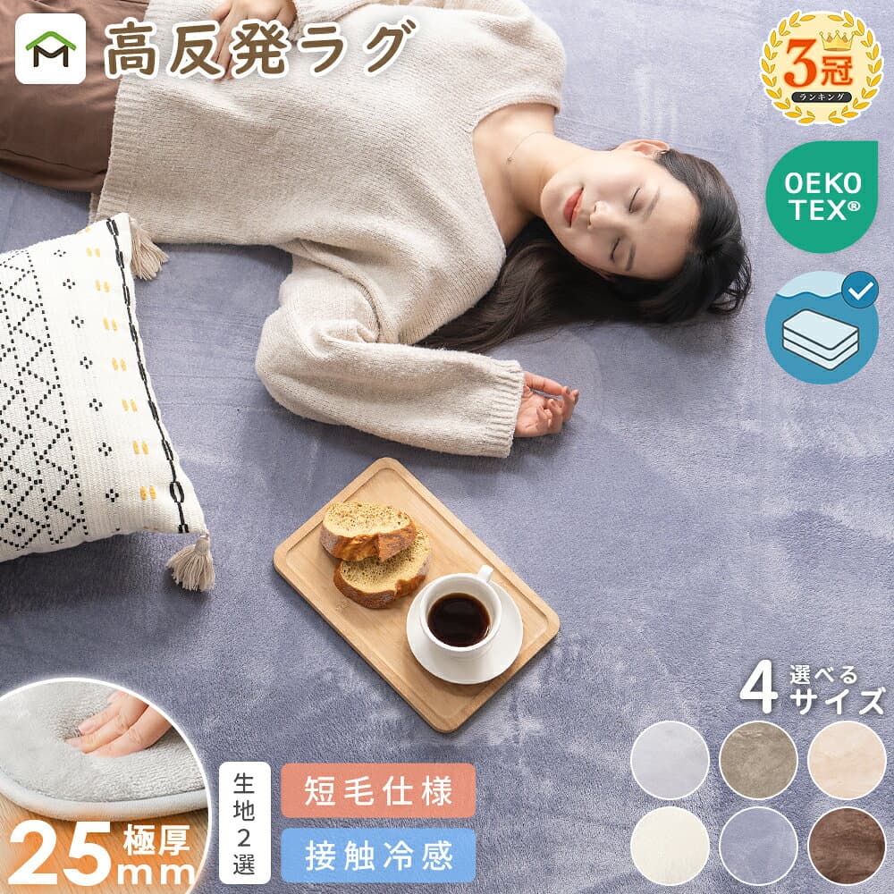 【クーポン10%OFF 10/4 20時〜】【最安値に挑戦中】ラグ ラグマット 洗える 厚手 極厚25mm 2畳 3畳 フランネル 防音 滑り止め付 床暖房 ホットカーペット対応 こたつ敷布団 高反発ラグ ラグマット カーペット 絨毯 北欧 オールシーズン 送料無料