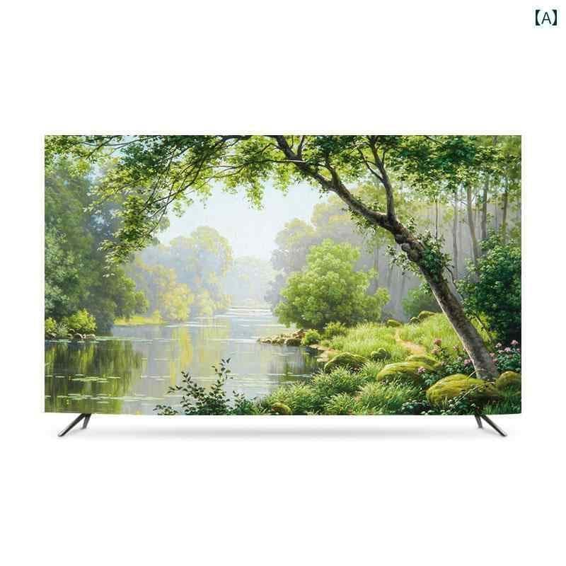 テレビカバー テレビガード オシャレ 油絵 テレビ カバー ダストカバー 布 日焼け防止 55インチ 65 保護 セット 75 タオル 86 吊り下げ