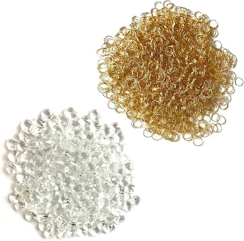 モデルノ ラ テール シャンデリアビーズ ガラスビーズ クリスタル 丸カン付き YM-216-CT (ゴールド, 500個入り)