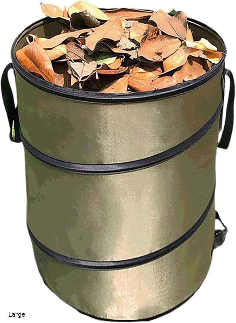 【楽天ランキング1位入賞】morytrade ガーデンバック 自立 折り畳み 落ち葉 もみ殻 草 ごみ バケツ L (カーキーグリーン, Large)