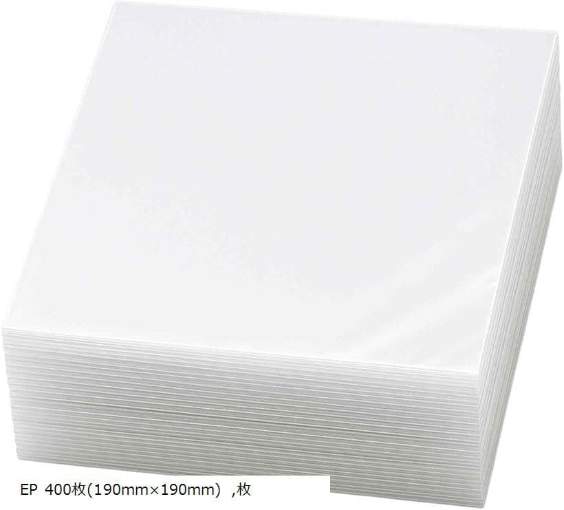 EP 保護袋 レコード ジャケットカバー テープなし 透明 フィルム 収納 (クリア400枚, 190mmx190mmx0.08mm)