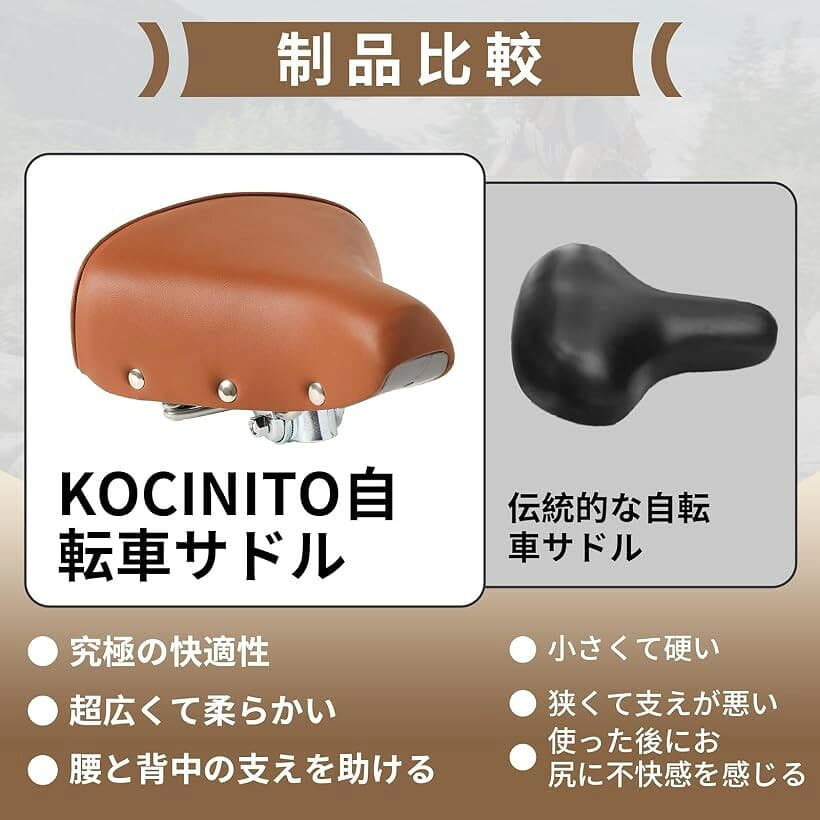 【楽天ランキング1位入賞】自転車用サドル 低反発素材 衝撃吸収設計 防水防滑 超極厚 痛くないサドル ママチャリ/電動アシスト自転車/ロードバイク/マウンテンバイク/クロスバイク対応 人間工学設計 長時間快適 耐久性 高い汎用性 (ブラウン) thumbnail 2