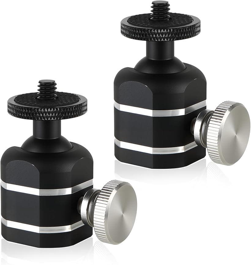 ボールヘッド 2個セット ボール雲台 自由雲台 1/4ネジ 360°調整 ヘッドブラケット 耐荷重5kg DSLR/ビデオカメラ/三脚/一脚/一眼レフカメラ用