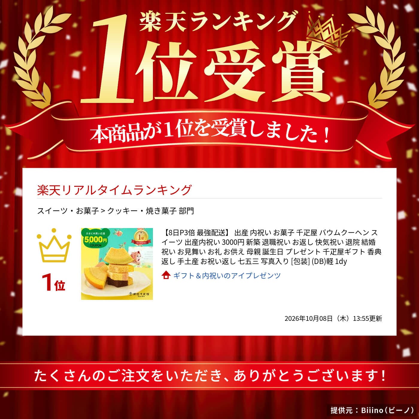 【8日P3倍 最強配送】 出産 内祝い お菓子 千疋屋 バウムクーヘン スイーツ 出産内祝い 3000円 新築 退職祝い お返し 快気祝い 退院 結婚 祝い お見舞い お礼 お供え 母親 誕生日 プレゼント 千疋屋ギフト 香典返し 手土産 お祝い返し 七五三 写真入り [包装] (DB)軽 1dy thumbnail 2