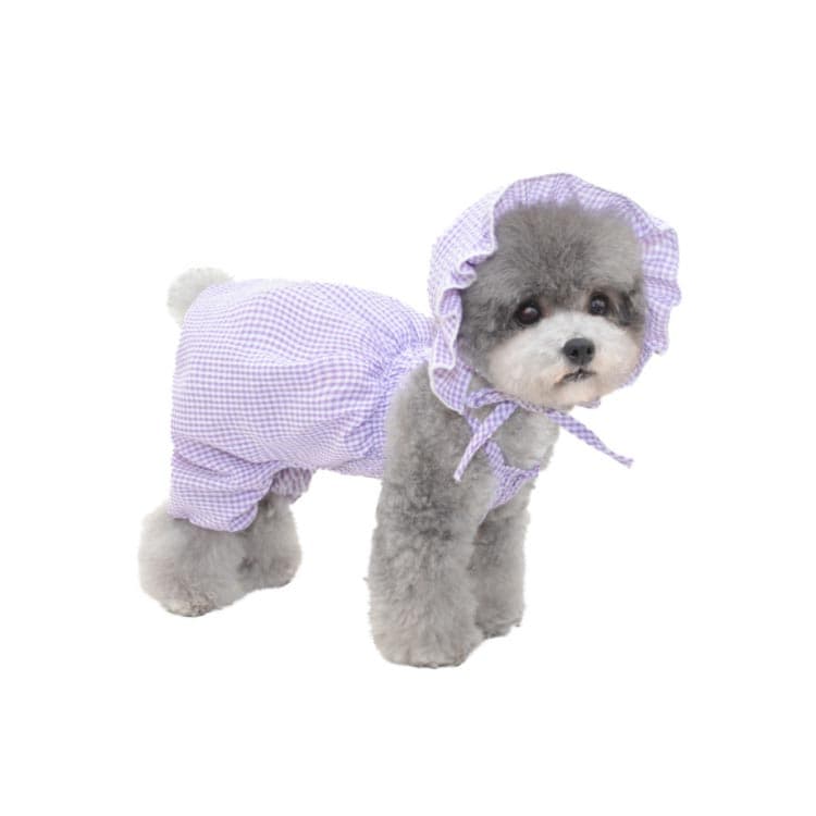 犬服 犬の服 春夏秋 帽子付き 洋服 服＋帽子セット イヌ 小型犬 中型犬 ドッグウェア ペット服 可愛い かわいい おしゃれ ペットウェア 薄い 猫服 チェック柄 格子縞 フリル thumbnail 2