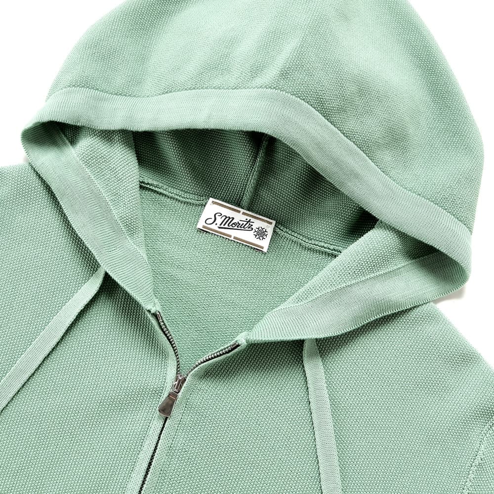 【SALE】サンモリッツ S.Moritz ／ 24SS ドライコットンハイゲージ鹿の子編みフルジップニットパーカー「FH1ML CR12S」（MENTA／ミントグリーン）【ラッピング対応】／ フィリッポデローレンティス 春夏 メンズ イタリア 長袖 thumbnail 2