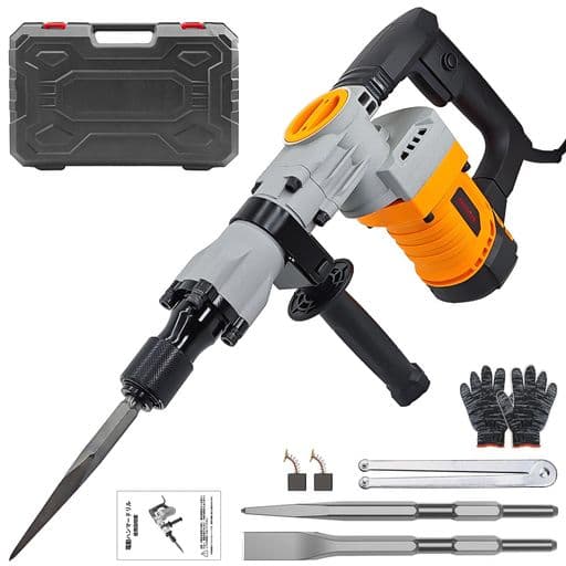 COYXiCEコンクリートハンマー2400Wハンマードリル110V電動ハンマー4590bpmコンクリート破砕機無段階変速コード式低振動機構ハツリ機はつり機混凝土ブロックレンガ瓦などの材料の解体溝掘り…