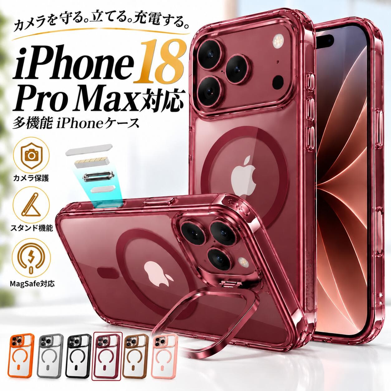 【★限界価格⇒1,024円】 スマホケース iPhone18 Promax iPhone ケース MagSafe対応 携帯ケース クリアケース iPhoneケース マグネット スタンド付き カメラ保護 カメラカバー ワイヤレス充電 耐衝撃 iPhone17 17e 17Pro 17ProMax Air iPhone16 16Pro 16Promax iPhone15 14