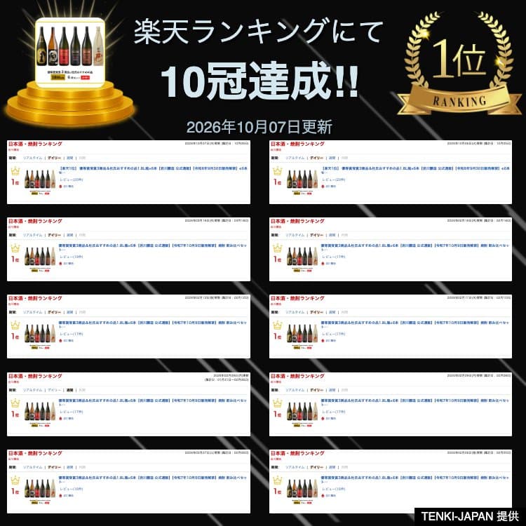 【楽天1位】 優等賞受賞3商品＆杜氏おすすめの品1.8L瓶×6本【岩川醸造 公式通販】【令和8年9月30日販売解禁】≪6本セット≫芋焼酎 人気 糖質ゼロ 焼酎 25度 フルーティー 白麹 黒麹 紅芋 かめつぼ熟成 完熟芋 父の日ギフト プレゼント 飲み比べセット thumbnail 2