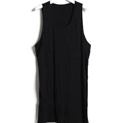 Tシャツ メンズ 半袖 無地 ロング丈 タンクトップ ノースリーブ ロングタンクトップ ボーダー柄 トップス ティーシャツ ビッグシルエット ワイドシルエット 春夏 トップス メンズファッション 新作 thumbnail 3