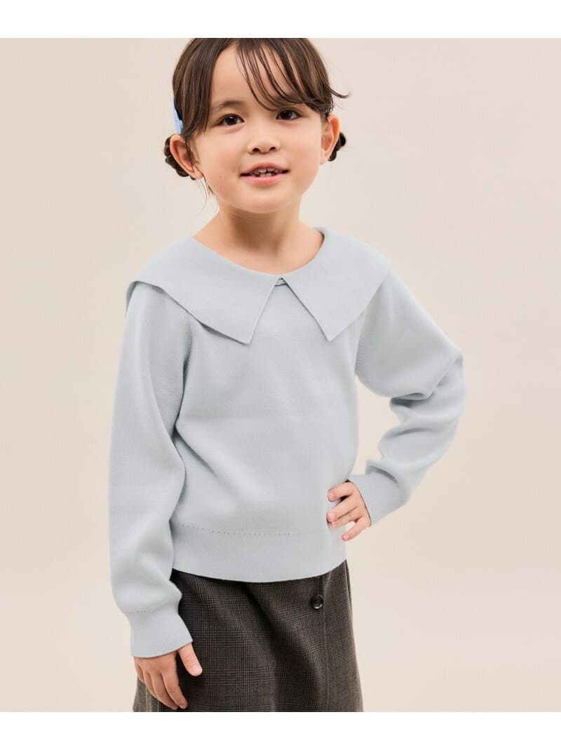 【KIDS/キッズ】【2WAY】マシュマロニットリボンカラートップス/イージーケア・リンクコーデ ROPE' PICNIC KIDS ロペピクニック トップス ニット ブラック ベージュ ブルー[Rakuten Fashion]