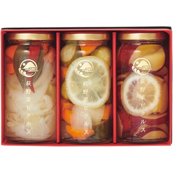 内祝い お返し 送料無料 漬物 ギフト ピクルス 萩野菜 3種 セット 詰め合わせ 野菜 酢漬け 副菜 おつまみ 食品 グルメ 食べ物 おしゃれ 出産内祝い 結婚内祝い 結婚祝い 出産祝い 引き出物 香典返し お祝い返し 引越し 挨拶 お礼