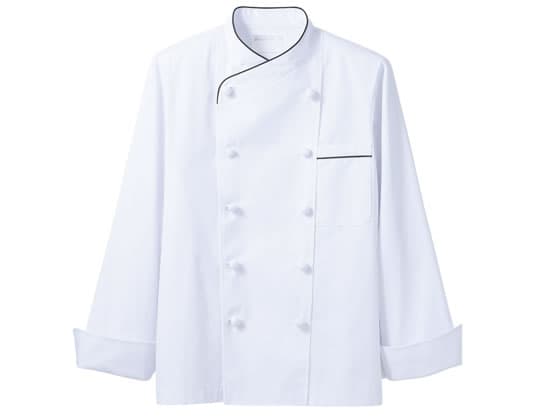 【お取り寄せ】住商モンブラン 長袖コックコート 白×黒 M 6-951 厨房 調理服 飲食店ユニフォーム ユニフォーム