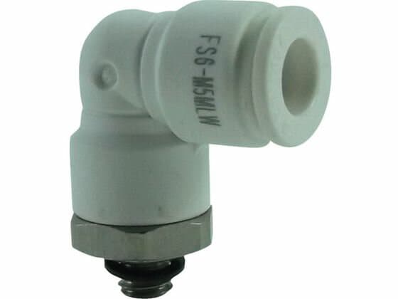 【お取り寄せ】チヨダ ファイブSUSメイルエルボ 白 6mm・M5×0.8 FS6-M5MLW 汎用管継手 コンプレッサー 空圧機器 ホース 生産加工用品 作業用品 工具