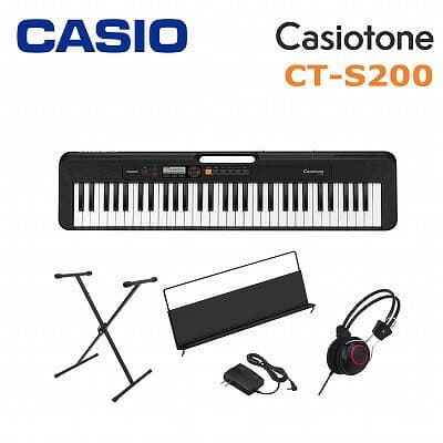 [スタンド/ヘッドフォンセット]CASIO Casiotone CT-S200 BK BLACK カシオ ベーシックキーボード 61鍵 ブラック
