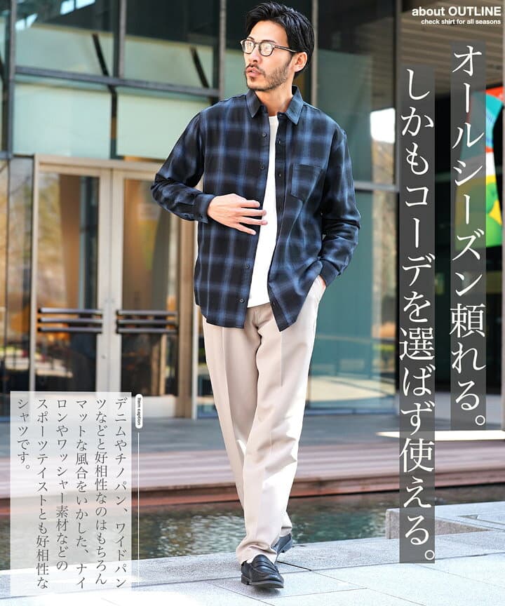 【最大90％OFFマラソンSALE】【クーポン対象外】チェックシャツ メンズ 長袖 シャツ◆オンブレーチェックシャツ◆ コットン 春シャツ 羽織り カジュアル 柄シャツ アメカジ チェック ゆったり ブルー ブラック 春 春服 秋 秋服 メンズファッション 20代 30代 40代 thumbnail 3