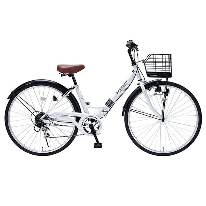 マイパラス 26インチ折りたたみシティサイクル シマノ6段変速 肉厚チューブ 【メーカー直送・他商品との同時購入不可】（ホワイト） MC-507-W MYPALLAS