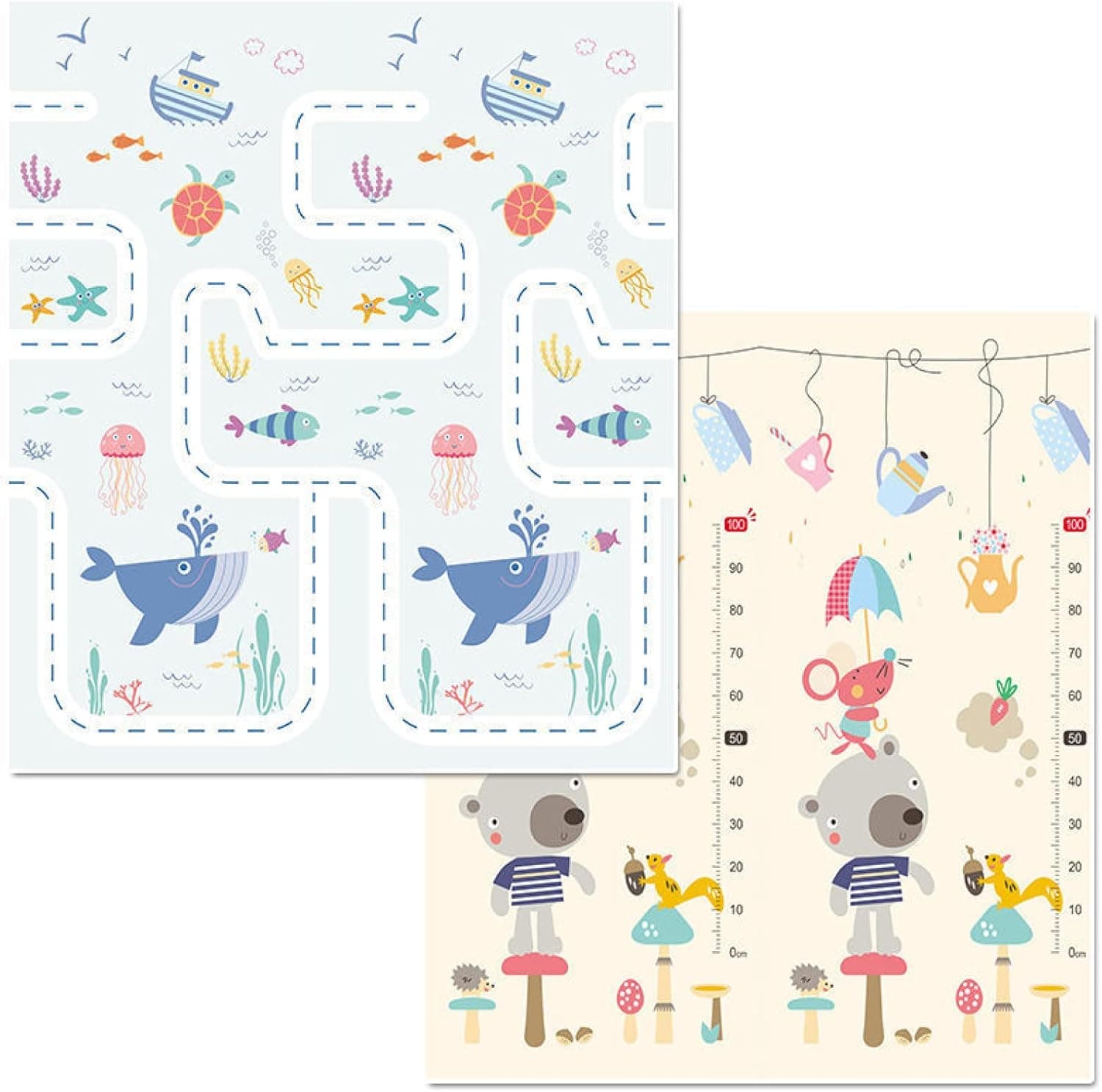 プレイマット 180*160*2cm 折りたたみ プレイマット 赤ちゃん キッズ用プレイマット 清掃簡単 両面使用可 ジョイントマット 遊び 学べる 楽しい おしゃれ 衝撃緩和 収納 安全 無毒 無味