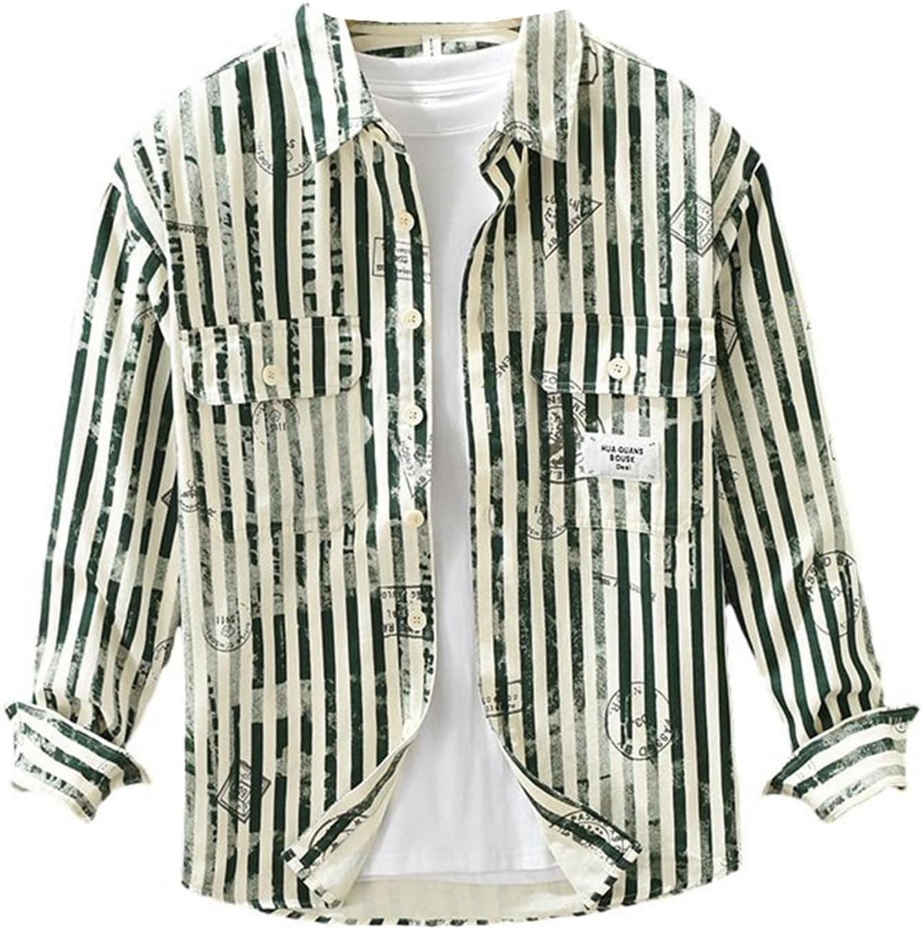 メンズシャツ 開襟シャツ 7分袖 縞柄 ワイシャツ ビジネスシャツ オックスシャツ カジュアルシャツ ストライプ 折り襟 柔らか 春秋 アロハシャツ 流行 トレンド おしゃれ スリム 着痩せ 上着